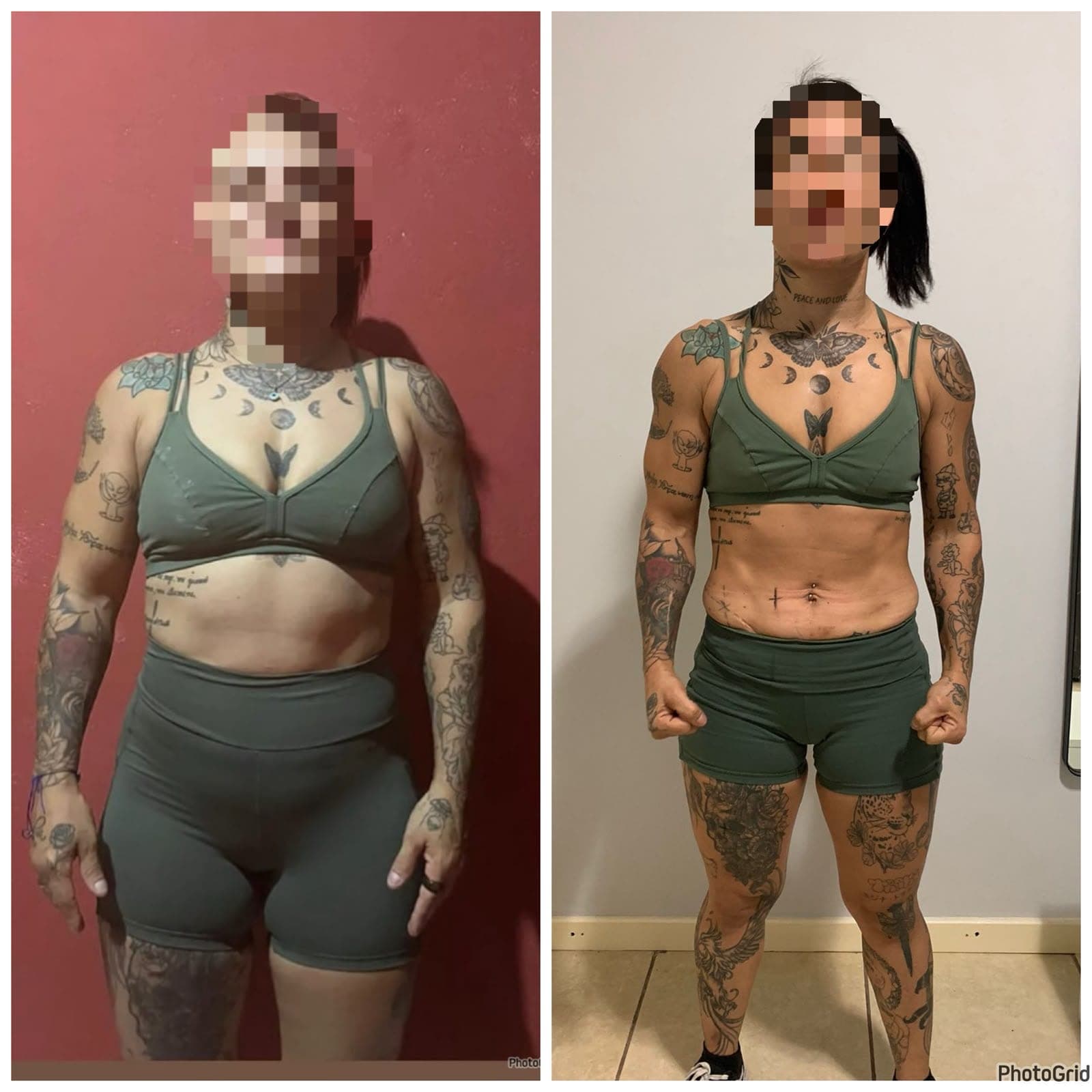 Duas fotos da mesma paciente, de frente, em dois momentos do acompanhamento nutricional (4 de 9)